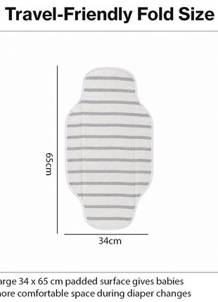Waterproof Baby Changing Pad Mat Foldable Portable Diaper Changing Station Lightweight Travel Mat Grey Stripe