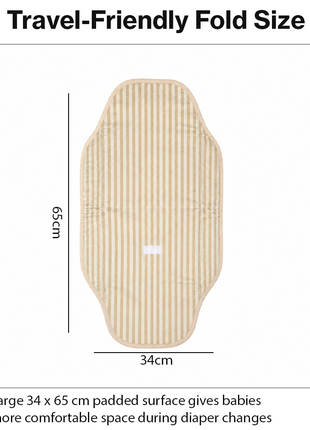 Waterproof Baby Changing Pad Mat Foldable Portable Diaper Changing Station Lightweight Travel Mat Brown Stripe