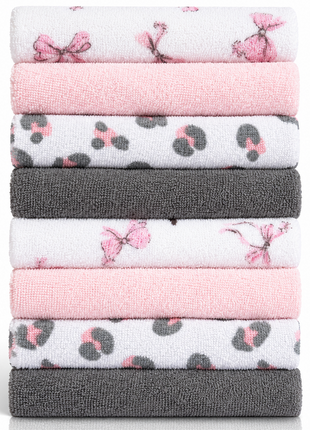 8 Pack Multi-Color Knit Terry Wash Cloths 80% Cotton Soft Absorbent Picot Edge -A