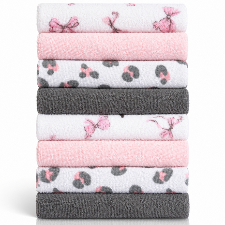 8 Pack Multi-Color Knit Terry Wash Cloths 80% Cotton Soft Absorbent Picot Edge -A