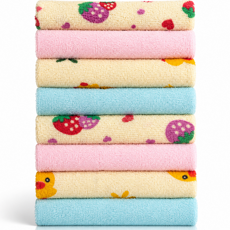 8 Pack Multi-Color Knit Terry Wash Cloths 80% Cotton Soft Absorbent Picot Edge -B