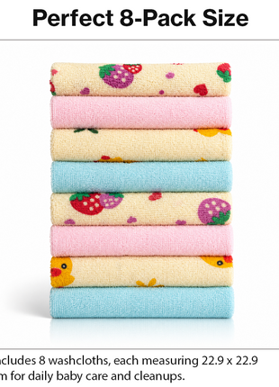 8 Pack Multi-Color Knit Terry Wash Cloths 80% Cotton Soft Absorbent Picot Edge -B