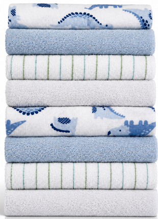 8 Pack Multi-Color Knit Terry Wash Cloths 80% Cotton Soft Absorbent Picot Edge -C