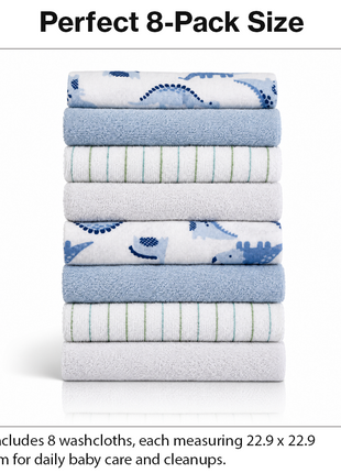 8 Pack Multi-Color Knit Terry Wash Cloths 80% Cotton Soft Absorbent Picot Edge -C