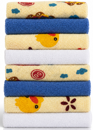 8 Pack Multi-Color Knit Terry Wash Cloths 80% Cotton Soft Absorbent Picot Edge -D