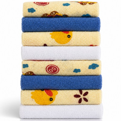 8 Pack Multi-Color Knit Terry Wash Cloths 80% Cotton Soft Absorbent Picot Edge -D