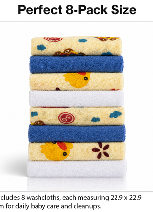 8 Pack Multi-Color Knit Terry Wash Cloths 80% Cotton Soft Absorbent Picot Edge -D