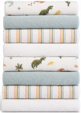 8 Pack Multi-Color Knit Terry Wash Cloths 80% Cotton Soft Absorbent Picot Edge -E
