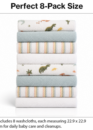 8 Pack Multi-Color Knit Terry Wash Cloths 80% Cotton Soft Absorbent Picot Edge -E