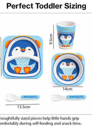 Kids Bamboo Fiber Dinnerware Set Plate Bowl Cup Spoon Fork