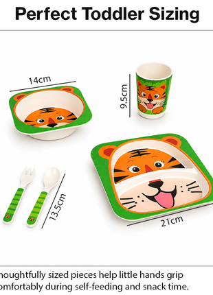 Kids Bamboo Fiber Dinnerware Set Plate Bowl Cup Spoon Fork
