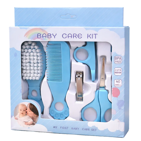Baby Grooming Kit 6-Piece – Soft Brush, Rounded Safety Scissors, Nail Clipper & Comb – BPA-Free