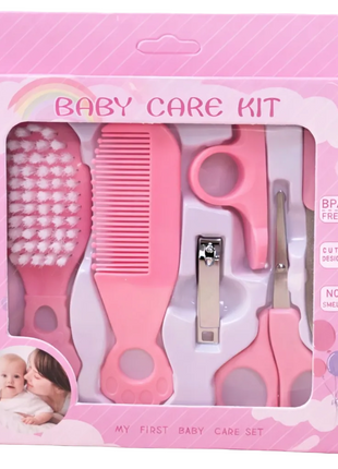 Baby Grooming Kit 6-Piece – Soft Brush, Rounded Safety Scissors, Nail Clipper & Comb – BPA-Free