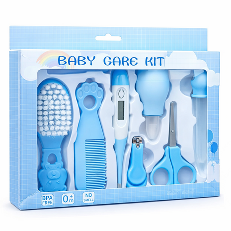 Baby Care Kit, 8-Piece Essential Grooming Set with Digital Thermometer, Nail Care Tools and Storage Case, 0-24 Months