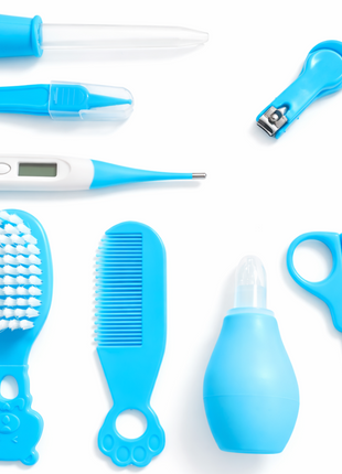 Baby Care Kit, 8-Piece Essential Grooming Set with Digital Thermometer, Nail Care Tools and Storage Case, 0-24 Months