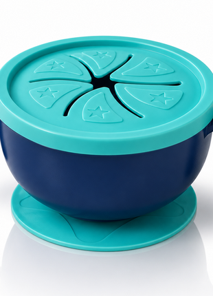 Kids Suction Bowl Feeding Set with Lid, Straw – Non-Slip Toddler Dinner Set Blue