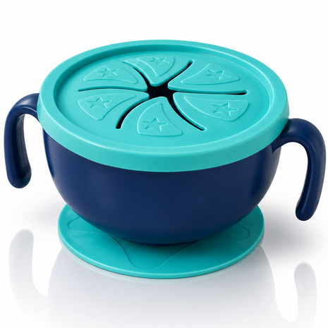 Kids Suction Bowl Feeding Set with Lid, Straw – Non-Slip Toddler Dinner Set Blue