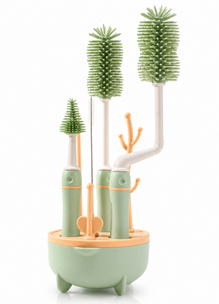 8 Piece Baby Bottle Brush Set with TPE Brushes & Drying Rack