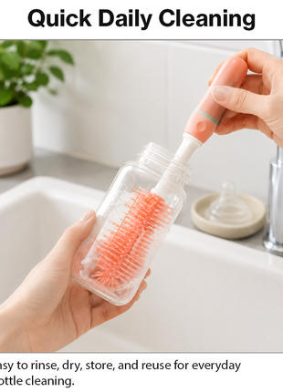 8 Piece Baby Bottle Brush Set with TPE Brushes & Drying Rack