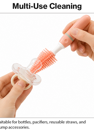 8 Piece Baby Bottle Brush Set with TPE Brushes & Drying Rack