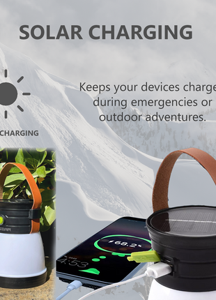 OutGear Solar Camping Lantern – Rechargeable LED Lantern with Flashlight and Power Bank – Emergency Light for Power Outages, Hiking, and Outdoor Use