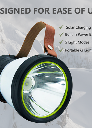 OutGear Solar Camping Lantern – Rechargeable LED Lantern with Flashlight and Power Bank – Emergency Light for Power Outages, Hiking, and Outdoor Use