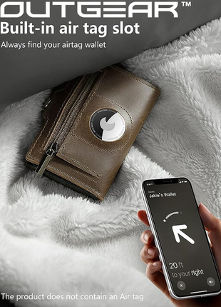 OutGear RFID Airtag Compact Leather Wallet – Slim Pop-Up Card Holder with RFID Blocking, Apple Airtag Slot, Premium Leather, Gift-Boxed for Men, 1.3x7.1x10.2cm - Black