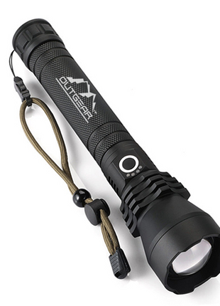 OutGear SuperBeam XL Flashlight – 2000 Lumens, Zoom Lens, 2x 2000mAh Batteries, Type-C Rechargeable, 300m Range, IP65 Water resistant