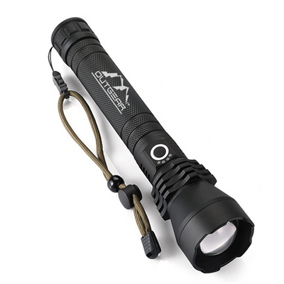 OutGear SuperBeam XL Flashlight – 2000 Lumens, Zoom Lens, 2x 2000mAh Batteries, Type-C Rechargeable, 300m Range, IP65 Water resistant