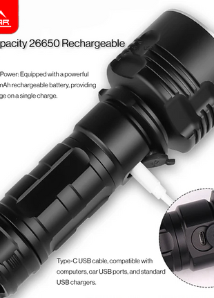 OutGear Light Saber Laser Beam 3000 Lumens, High Power LED Water Resistant Flashlight Lamp – Ultra Bright, Rechargeable, Military Grade, IPX-6 for Outdoor Activities