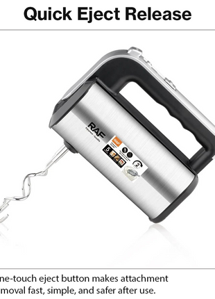 650W Hand Mixer – 5-Speed + Turbo, Chrome Finish, 2 Beaters & 2 Dough Hooks with Eject Button
