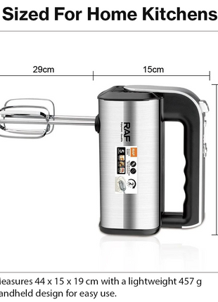 650W Hand Mixer – 5-Speed + Turbo, Chrome Finish, 2 Beaters & 2 Dough Hooks with Eject Button