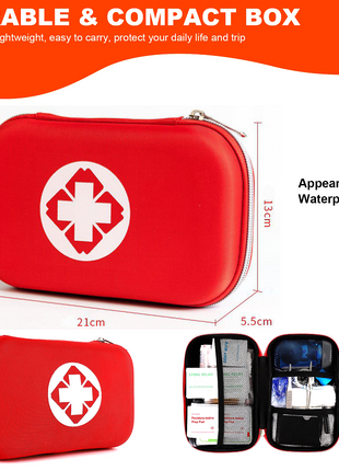 Emergency First Aid Kit, 47 Piece Set with Red Case, Portable Survival Medical Kit for Home, Car, Travel, Camping & Outdoors