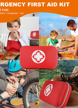 Emergency First Aid Kit, 47 Piece Set with Red Case, Portable Survival Medical Kit for Home, Car, Travel, Camping & Outdoors