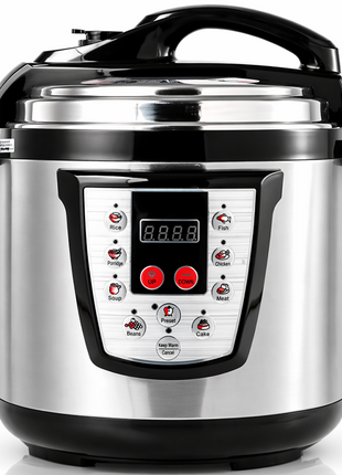 6L Electric Pressure Cooker 1000W Stainless Steel Non-Stick Inner Pot Timer Push Button 220-240V