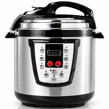6L Electric Pressure Cooker 1000W Stainless Steel Non-Stick Inner Pot Timer Push Button 220-240V