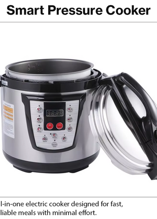 6L Electric Pressure Cooker 1000W Stainless Steel Non-Stick Inner Pot Timer Push Button 220-240V