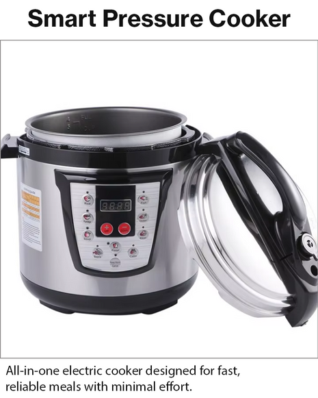 6L Electric Pressure Cooker 1000W Stainless Steel Non-Stick Inner Pot Timer Push Button 220-240V