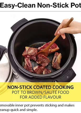 6L Electric Pressure Cooker 1000W Stainless Steel Non-Stick Inner Pot Timer Push Button 220-240V
