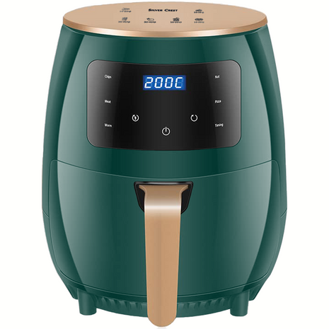 Silver Crest S-18 Air Fryer – XL Capacity, Digital Touchscreen, 4 Preset Functions, Non-Stick Basket, 1400W Power, for 2–4 People - Green