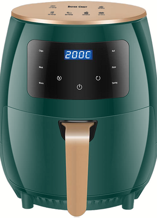 Silver Crest S-18 Air Fryer – XL Capacity, Digital Touchscreen, 4 Preset Functions, Non-Stick Basket, 1400W Power, for 2–4 People - Black