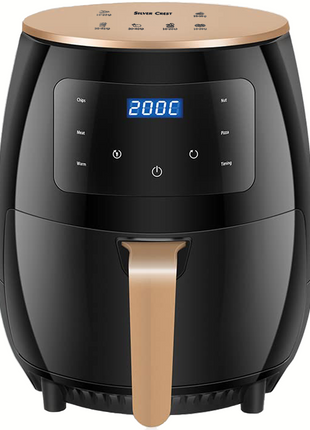 Silver Crest S-18 Air Fryer – XL Capacity, Digital Touchscreen, 4 Preset Functions, Non-Stick Basket, 1400W Power, for 2–4 People - Black
