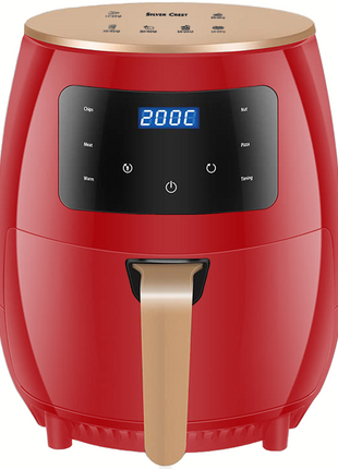 Silver Crest S-18 Air Fryer – XL Capacity, Digital Touchscreen, 4 Preset Functions, Non-Stick Basket, 1400W Power, for 2–4 People - Black