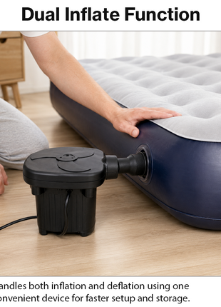 Two-Way Electric Air Pump Inflator Deflator with 3 Nozzles for Air Mattresses Pool Floats Boats