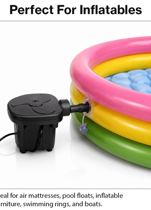 Two-Way Electric Air Pump Inflator Deflator with 3 Nozzles for Air Mattresses Pool Floats Boats