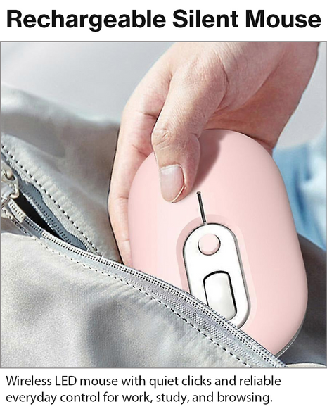 Rechargeable Wireless LED Mouse 450mAh Battery Silent Click Optical 2.4GHz USB