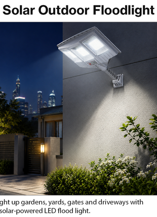 300W Solar LED Flood Light – Remote Control, Light Sensor & Timer, Separate Solar Panel, Outdoor Waterproof