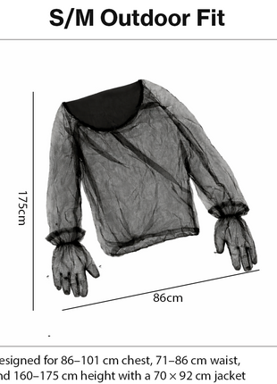 Anti-Bee & Mosquito Protective Mesh Jacket with Gloves, High Visibility Orange, Elastic Hood, Quick-Dry Polyester, S/M 70 × 92 cm Outdoor Protection Suit