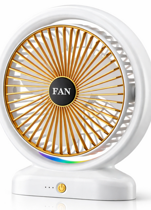 RGB USB‑C Desk Fan – 5 W, 3 Speeds, Tilt 210°- Rose Gold