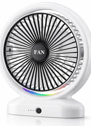 RGB USB‑C Desk Fan – 5 W, 3 Speeds, Quiet < 60 dB, Tilt 210°